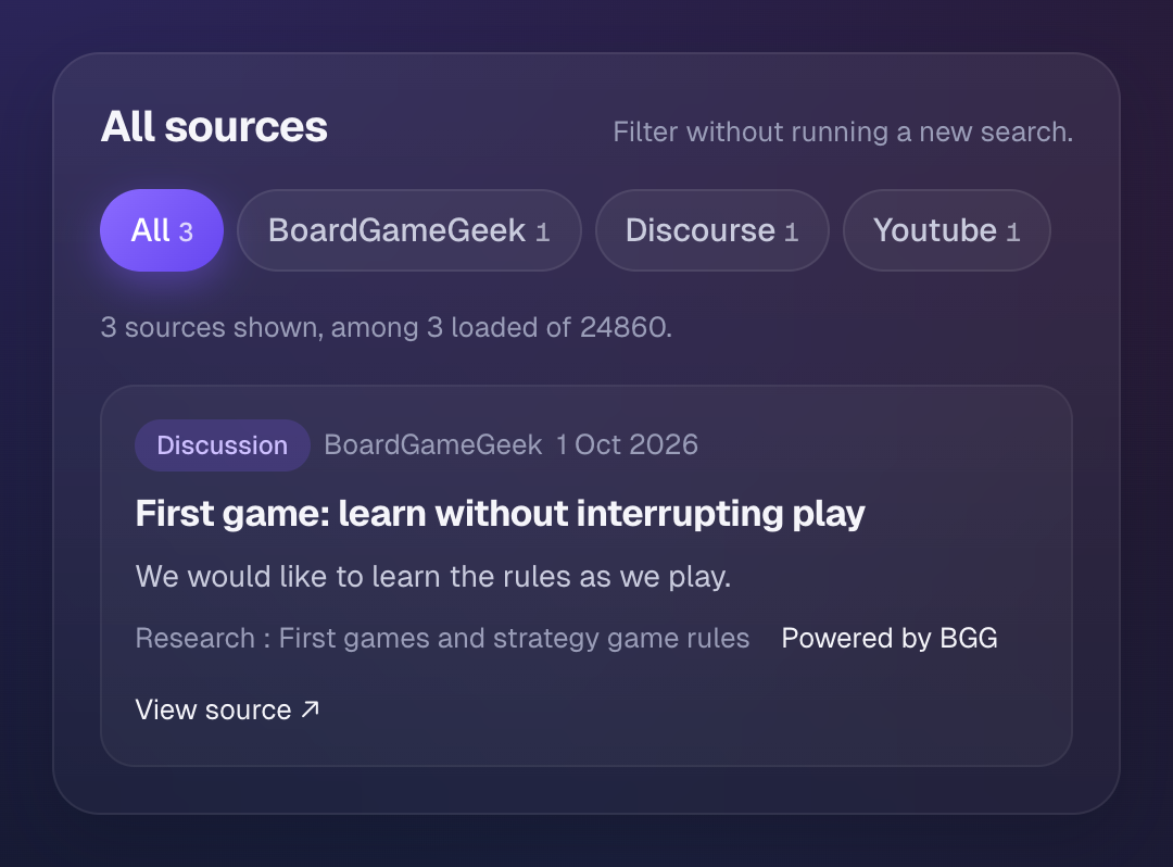 Dystil: public source explorer with a fictional board game project.