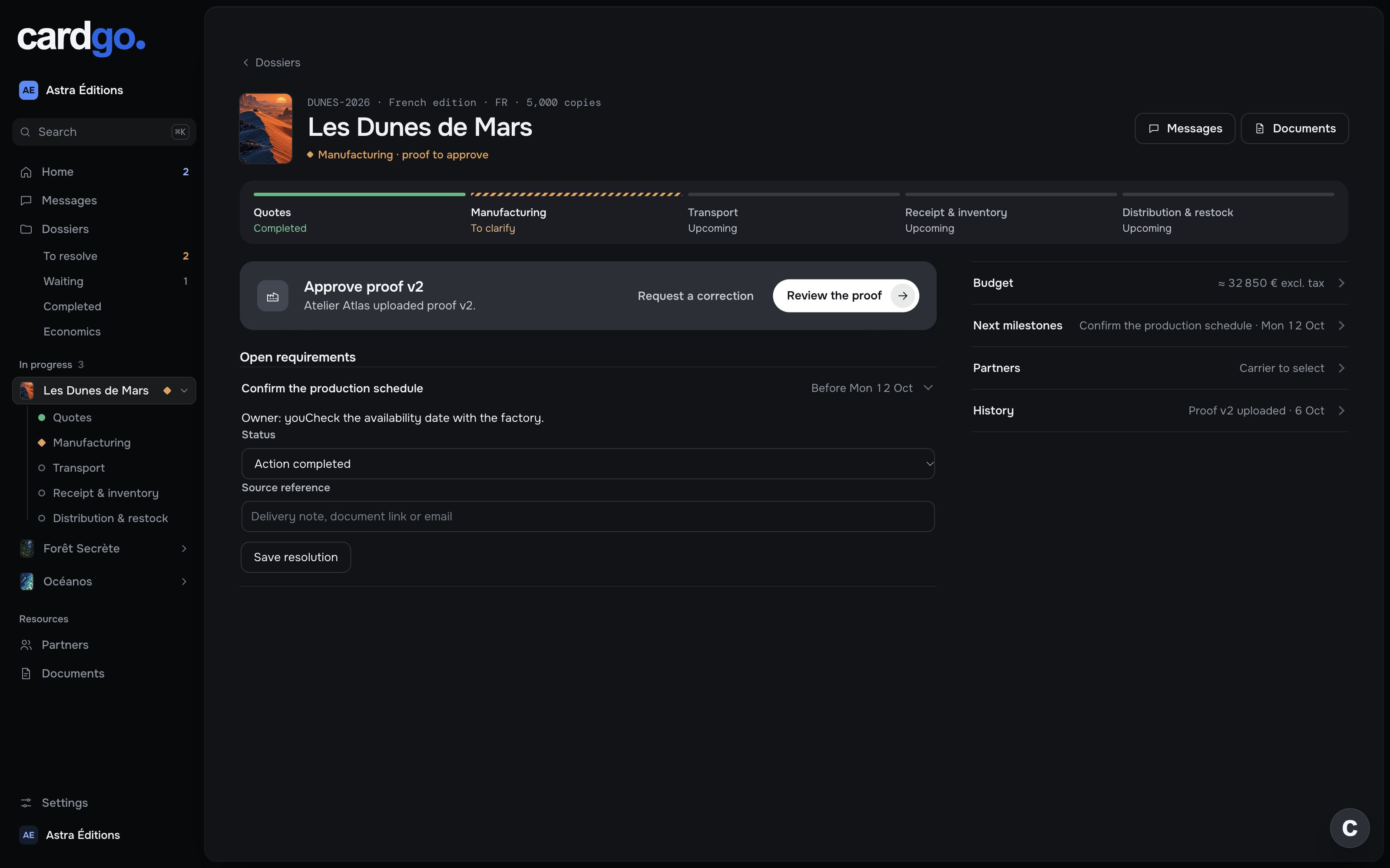 Cardgo: proofs and approvals.