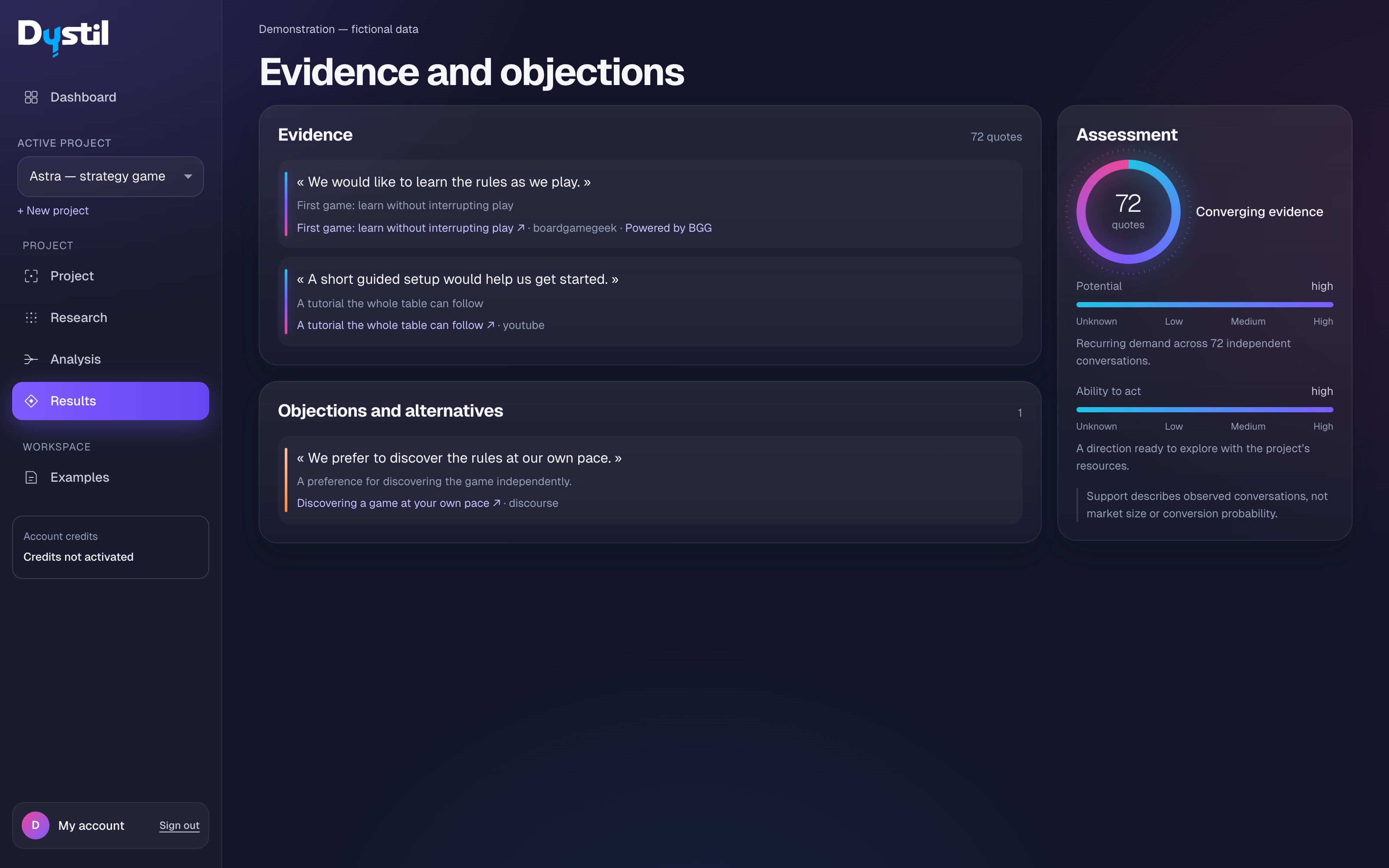 Dystil — Check the evidence
